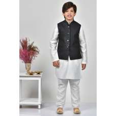 Black Plain Party Style Boys Waistcoat