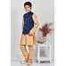 Navy Blue Indian Boys Jamawar Waistcoat