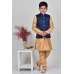 Navy Blue Indian Boys Jamawar Waistcoat