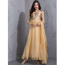 GOLD BROCADE BODICE READYMADE FLAIR ANARKALI SUIT 