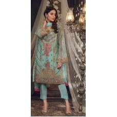 BISCAY GREEN CHIFFON EMBROIDERED LUXURY PAKISTANI STYLE SUIT