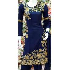 NAVY BLUE PAKISTANI DESIGNER READYMADE LINEN SUIT