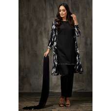 Black Printed Salwar Suit Designer Party Wear Jacket Style Dress