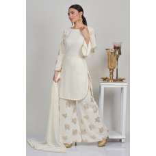 Ivory Pakistani Designer Traditional Palazzo Suit