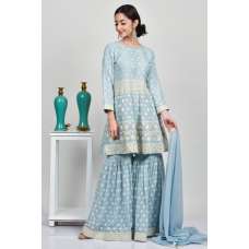 Baby Blue Peplum Style Kurti With Gharara