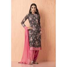 Grey & Pink American Crepe Printed Shalwar Kameez