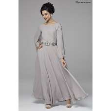 Grey Cape Dress Designer Maxi Gown