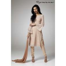 BEIGE GEORGETTE PARTY WEAR READY MADE CHURIDAAR SUIT