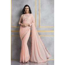 ACS-62 PEACH GEORGETTE AND NET EMBROIDERED PARTY WEAR SUIT