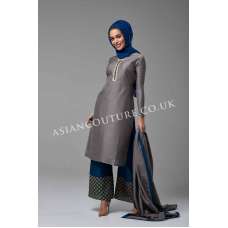 SLEET GREY AND BLUE WINTER WEAR READYMADE PALAZZO SUIT