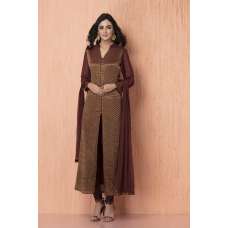 Bronze Dress With Front Slit Indian Readymade A line Suit