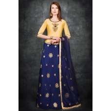 Classic Blue & Yellow Pakistani Designer Party Wear Lehenga