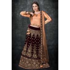 Peach Nougat & Wine Embroidered & Embellished Readymade Lehenga