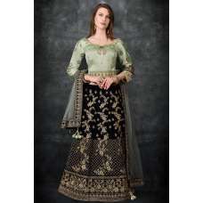 MINT & BLACK EMBROIDERED WEDDING LEHENGA CHOLI