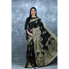 Black Brocade Saree Indian Designer Wear Online UK