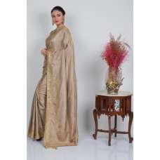 Beige Silk Desi Indian Saree