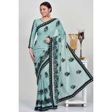 Aqua Georgette Party Wear Saree