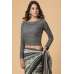 ASH GREY ABSTRACT PRINT DESIGNER READY MADE SAREE