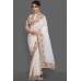 BRILLIANT WHITE NEW JACKET STYLE FESTIVE SAREE