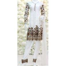 White Peplum Dress Pakistani Frock Readymade