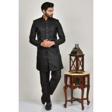 Black Fancy Front Open Mens Kurta Pajama