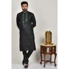 Beautiful Black Ethnic Embroidered Men's Kurta Pajama