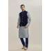 GREY AND NAVY BLUE WAISTCOAT AND GREY KURTA PAJAMA READY MADE MEN'S SUIT