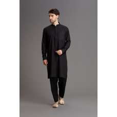 BLACK PAKISTAN TRADITIONAL STYLE KURTA SALWAR MENSWAR SUIT