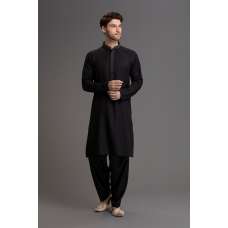 BLACK PAKISTANI KURTA SHALWAR READY TO WEAR SUIT