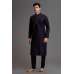 NAVY BLUE SELF PRINTED READYMADE KURTA PAJAMA SUIT