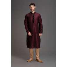 DARK MAROON INDIAN WEDDING MENSWEAR KURTA PAJAMA