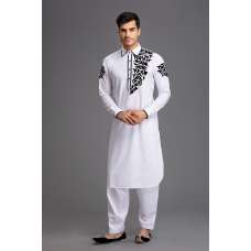 WHITE COMFORTABLE AND STYLISH PAKISTANI EID KURTA SALWAR 