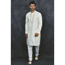 Cream Kurta Embroidered Indian Pajama Suit