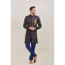 NAVY BLUE HEAVY EMBROIDERED SMART MEN KURTA PYJAMA DRESS