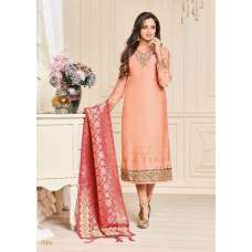 Peach Straight Indian Party Wear Churidar Suit