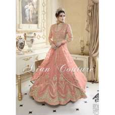 EXQUISITE BRIDESMAID EID PARTY BEIGE OR  PEACH WITH GOLD WEDDING DRESS (FREE STITCHING)