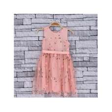 GIRLS CORAL PINK FLORAL MESH OVERLAY DRESS (4-14 YEARS)