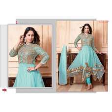 AQUA INDIAN DESIGNER FLARED ANARKALI DRESS