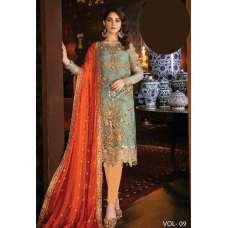 Orange Peel & Green Pakistani Designer Salwar Kameez