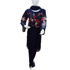 Navy Blue Organza Pakistani Designer Readymade Suit