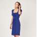 Women Girls’ Classic Blue Square Neck Midi Dress