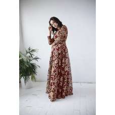 GORGEOUS MAROON HEAVY EMBROIDERED FLOOR LENGTH READY MADE GOWN