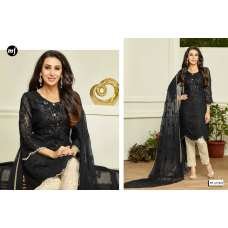 67009 BLACK AND BEIGE MF EMBROID BY KARISHMA KAPOOR DESIGNER SUIT