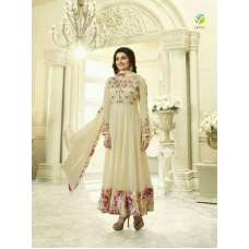 Beautiful Cream Embroidered Anarkali Suit Indian Gown