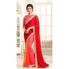 Pink Red Contrast Bollywood Saree