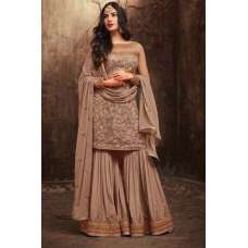 Beige Gharara Dress Pakistani Designer Wedding Suit