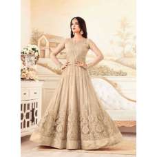 Beige Embroidered Gown Indian Bridal Party Suit