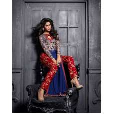 ZMS12010 Blue and Red MAISHA MASKEEN ADDICTION Designer Shalwar Suit