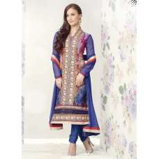 Blue Party Wear Brasso Churidar Shalwar Suit