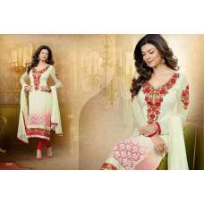 Beige with Red Sushmita Sen Pure Georgette Straight Suit